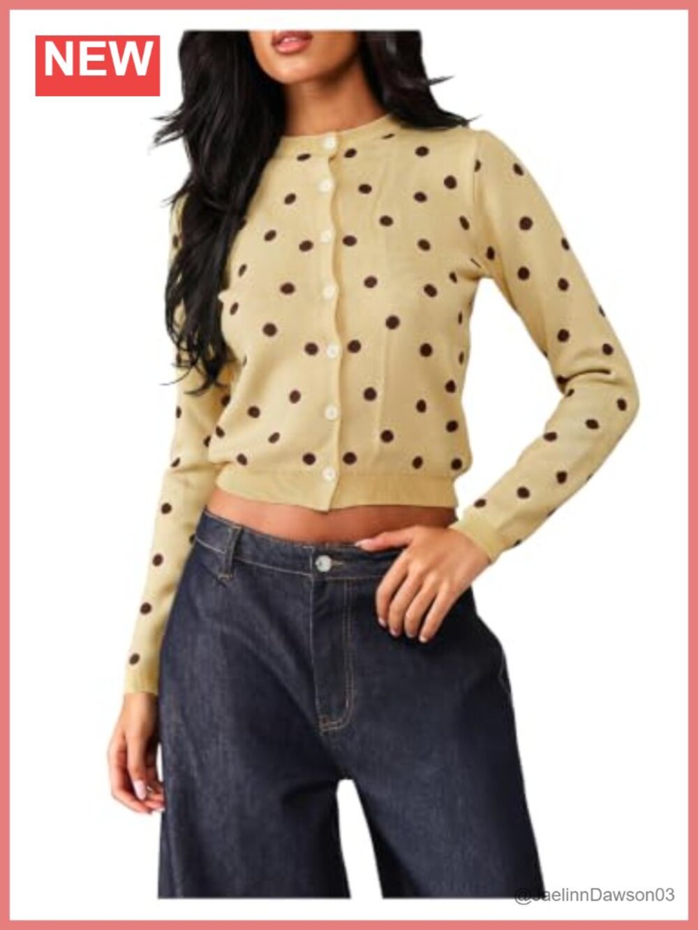 Polka Dots Cropped Cardigan Sweater Y2k Button Knit Top